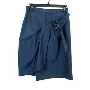 Moloh Navy Blue Wrap Skirt Buckle Pleat Front - Women's Size US 8, UK 4